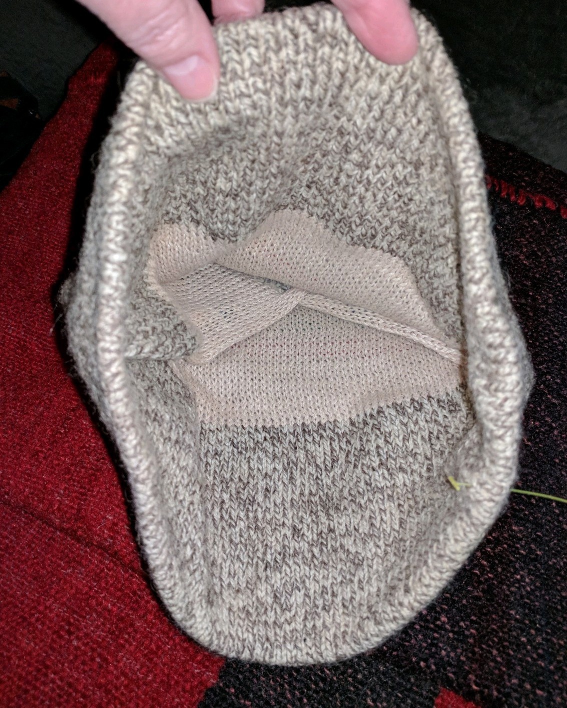 Vintage rag wool rainbow striped ski snowboard winter hat natural brown