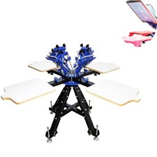 4 Color 4 Station Micro-registration Screen Printing Press 360 Degree Rotation