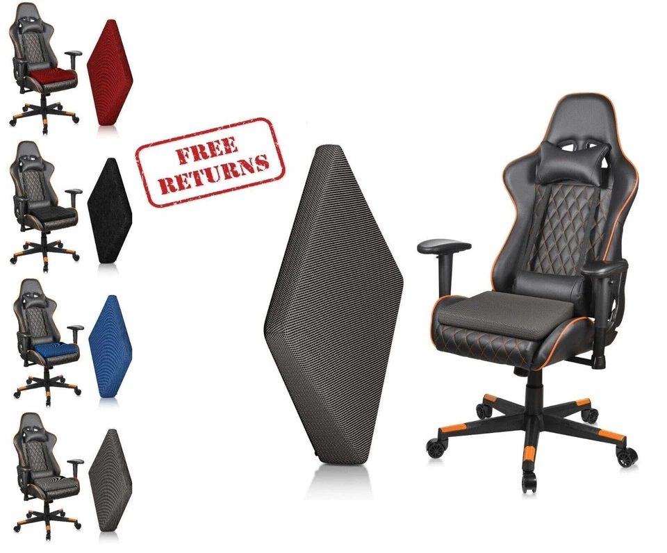 AMANSTYLE Gaming Chair Cushion: Memory Foam Seat Wedge for Back Pain Relief & Support