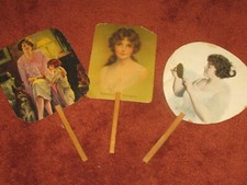 Vintage lot of 3 Advertising Hand Fans See my others