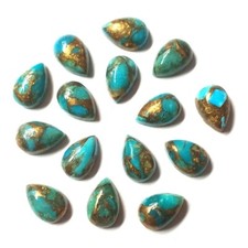 Natural Blue Copper Turquoise Pear Cabochon Size 4x6mm To 15x20mm Flat Back Cabs