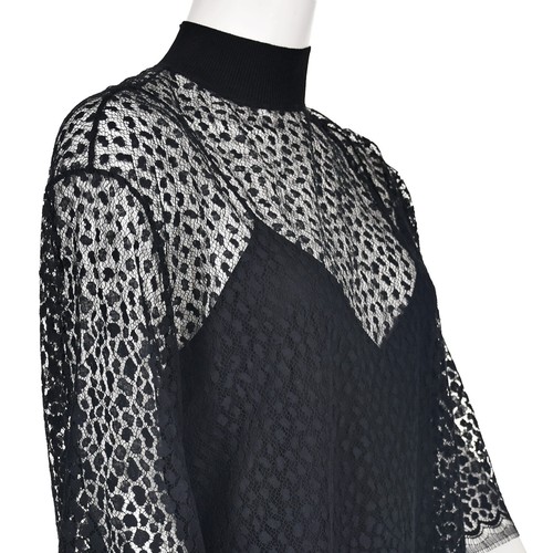 GIVENCHY Black Lace Mock Neck Blouse w Black Silk Camisole FR40 US8-10 NWOT - Picture 3 of 8