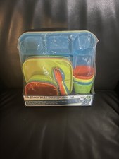 24 Piece Kids Dinnerware Set Divided Lunch Trays Cups, Silverware, Plates, Bowls