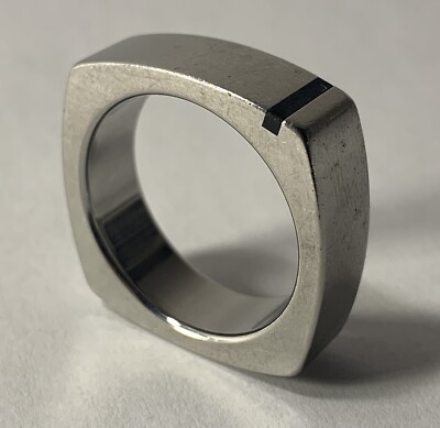 XEN Men's Wedding Band- Square Stainless w/ Black Jade Accent- s