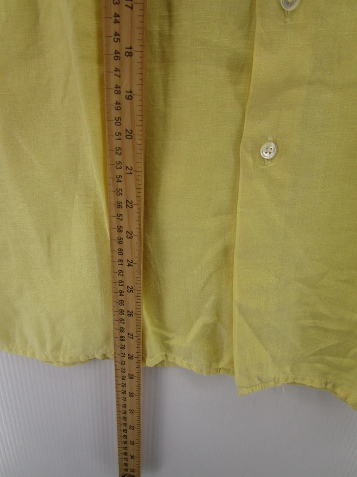 Camisa Elements Arnold Zimberg Hombre Mediana Amarilla Lino Botones Bolsillo Campamento Foto 4 de 4