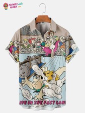 Trendy Aloha Mens Flintstones Vintage Bowling Printed Shirt