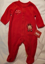 New Little Me My First Christmas Reindeer 3 Months Infant Sleeper Footed