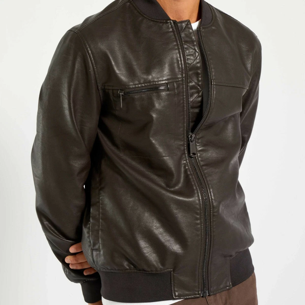 Blouson simili online cuir homme marron
