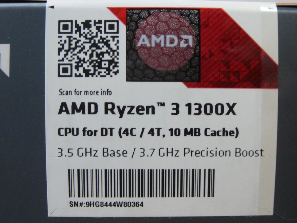 AMD RYZEN3 1300X QUAD3.7GHZ CORE 4C/4T10MB CACHE CPU+HEAT SINK&FAN-YD1300BBAEBOX - Image 2 of 4