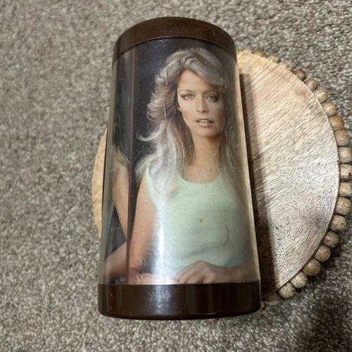 Farrah Fawcett Thermo-Serv Plastic Cup Coffee Mug Stein Vintage 1977 Tank Top - Picture 2 of 9