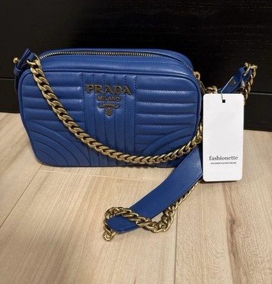 Prada Diagramme Camera Bag Umhängetasche Blau Original  Nicht Getragen