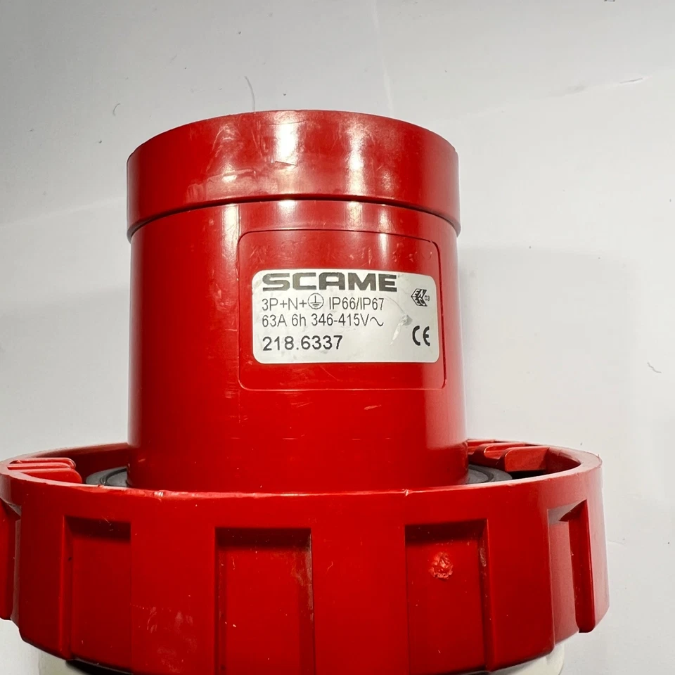 63A 3 Phase Plug 5 Pin SCAME Optima 218.6337 IP67 3P+N+E 415v Red Cable Mount - Image 3 of 4