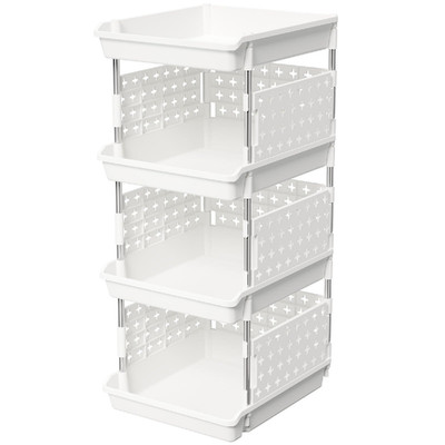 Lifewit Plastic Stackable Storage Baskets 4 Tier Stacking Bins For Food And