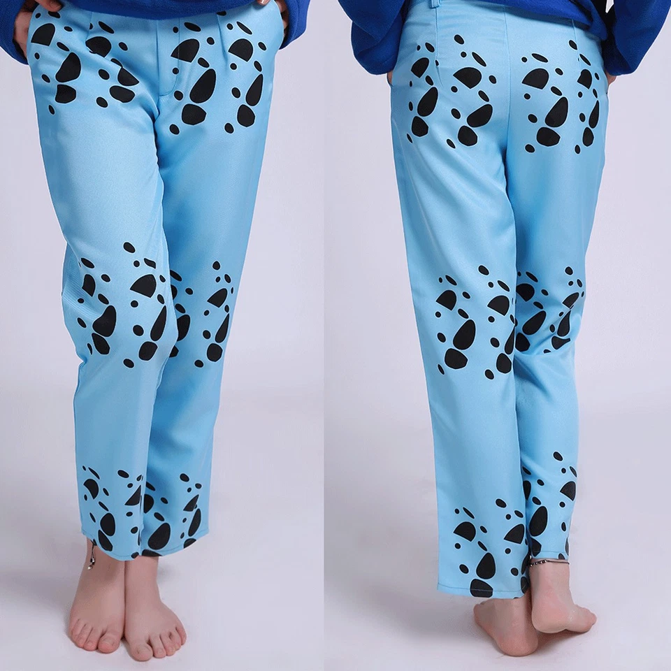 Anime Trafalgar Law Cosplay Disfraz Pantalones Pantalones Azul Foto 2 de 3