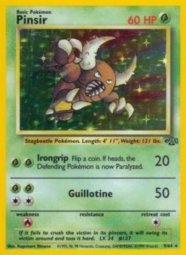 Heavily Played Pinsir -  9/64 - Holo Rare - Unlimited Edition Pokemon Jungle