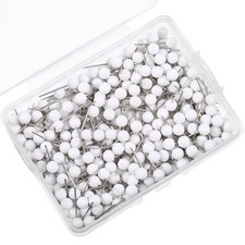 WILLBOND 500 Pack Map Push Pins Tacks Small Round Head 1/8 inch, White 