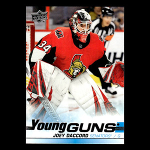 Joey Daccord Rookie #477 2019 Upper Deck Young Guns Ottawa Senators Hockey Card