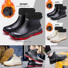 Mens Womens Wellington Rain Boots Outdoor Garden Ankle Chelsea Shoes with Fur UK