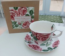 EMMA BRIDGEWATER  PINK ROSES LARGE TEA CUP & SAUCER 1ST QUALITY NEW & BOXED