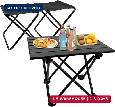 Folding Camping Table with Chairs Lightweight Picnic Table and 2 Chairs for Beac