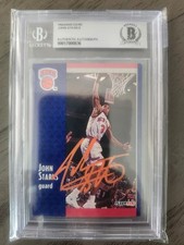 John Starks Signed New York Knicks Rookie Card RC Orange Ink 1991-92. rookie card picture
