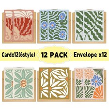12Pcs Colorful Floral Greeting Cards Set Gift For Mom Or Friend