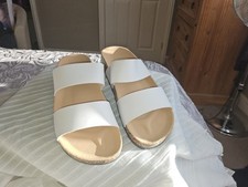 White New Cork Comfortable Slider With Faux Leather Uppers