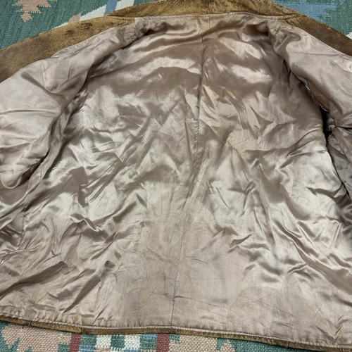 Vintage 40s Horsehide Leather D-Pocket Biker Jacket Brown Size 46 Distressed - Picture 10 of 15