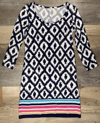 LILLY PULITZER Beacon T-Shirt Dress Women XS Pima Cotton Navy/White Knee Length