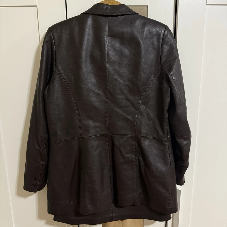 Raro Combo Vintage Vakko Sport Cuero Chaqueta y Falda Conjunto Traje Marrón Talla L/12 Foto 2 de 4