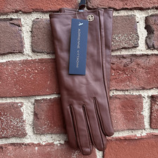 Adrienne Vittadini cognac Leather Cashmere Lined Gloves Womens M NWT