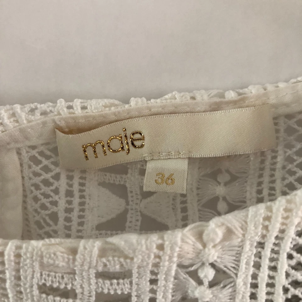 Mameluco para mujer Maje blanco y negro talla 36 = S malla encaje 2 piezas manga abullonada Foto 3 de 4