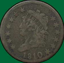 1810 Classic Head Large Cent Fine F Coin, Cuts #32897