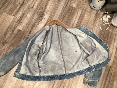 men polo vintage Jean jacket distressed fade stain large fair no tag MADE IN USA image 13
