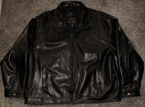 Steve & Barry's Black Faux Leather Jacket Full Zip Lined Pockets XXL - product listing photo