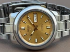 Seiko 5 Automatic SNX  Gold Dial 21 Jewels Vintage Mens Silver Watch S-138