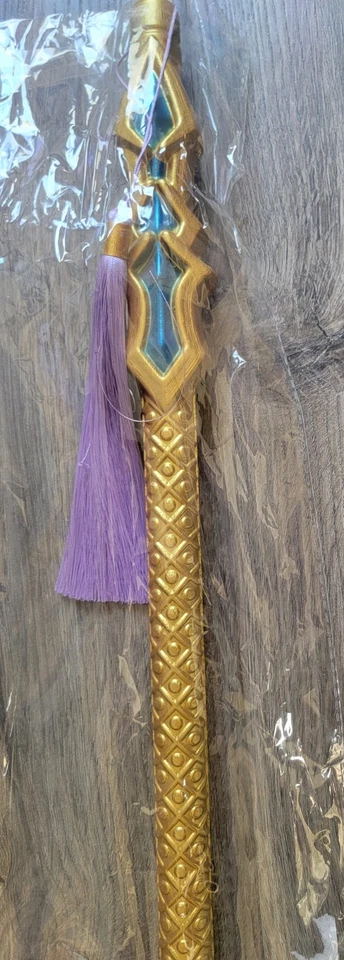 Halloweeen Costume Gold & Blue Fantasy Sword Prop with Purple Tassel Cosplay  - Image 2 of 4
