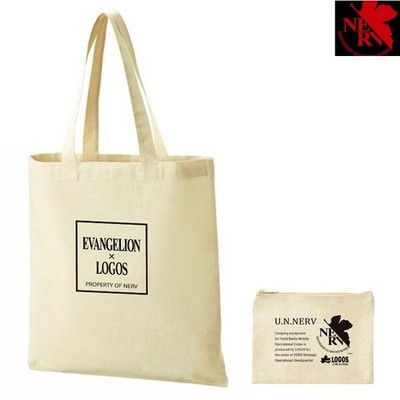 EVANGELION STORE EVA & LOGOS Eco Tote Bag & Convenient Pouch Cotton JAPAN NEW
