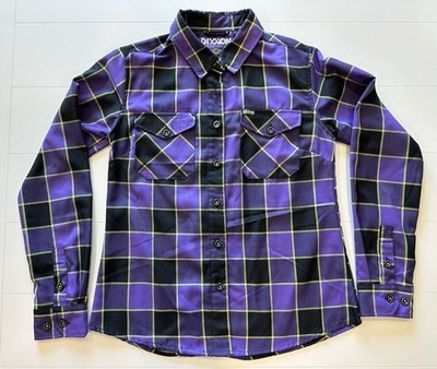 Dixon Men s Misfits Earth AD Purple/ Black Plaid Button Down Shirt- Size Med