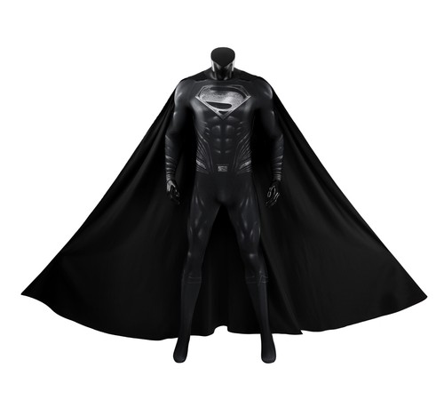 Xcoser Justice League Black Superman Men Cosplay Replica Jumpsuit Suit Halloween