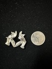 Vintage Signed Sterling Silver Flying Bird Screw Back Earrings — photo 6