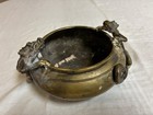 Heavy Chinese Antique Vintage Bronze Brass Dragon Bowl Signed — photo 4