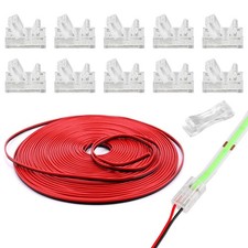 2Pin COB LED Strip Connectors 8mm Soldless 10 Pack with 16.4ft Extension Cabl...