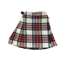 Vintage Royal Stewart Tartan Kilt Kids 4-5 Wool Blend Plaid Skirt UK