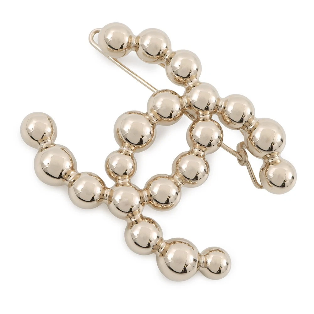 Chanel — CHANEL CC Logo Hair Clip Metal Champagne Gold AB6278