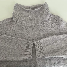 EILEEN FISHER Sweater 3X Organic Cotton Chunky Mock Neck Tunic Pullover Lavender