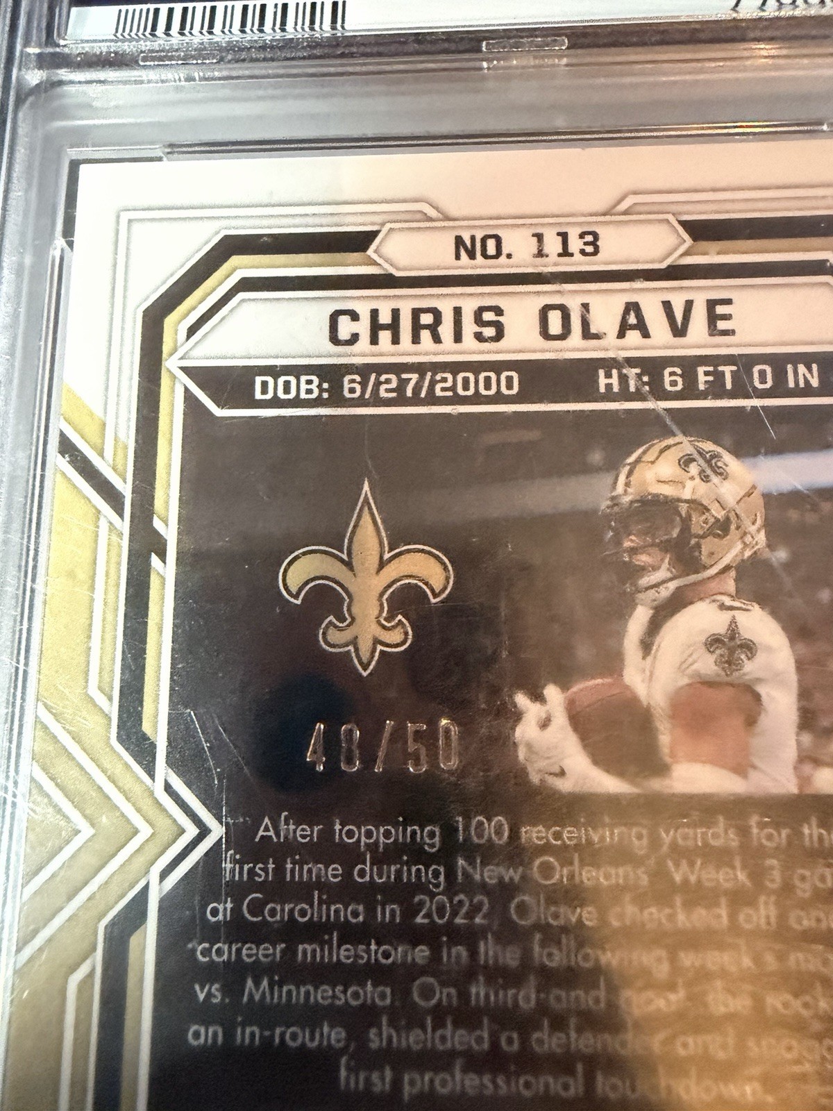 2022 Panini Obsidian Chris Olave #113 Electric Etch Green Auto /50 PSA 10 view 3