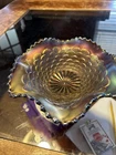 Rare, Vintage Northwood Carnival Amethyst Petals Bowl Iridescent Purple Glass