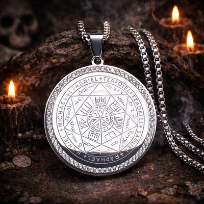 Sieben Erzengel Medaille Engel Halskette für Damen Herren Edelstahl