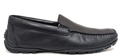 GEOX Respira Men's Black Leather Driving Loafers Shoes Wide Fit US 9.5/42.5 *